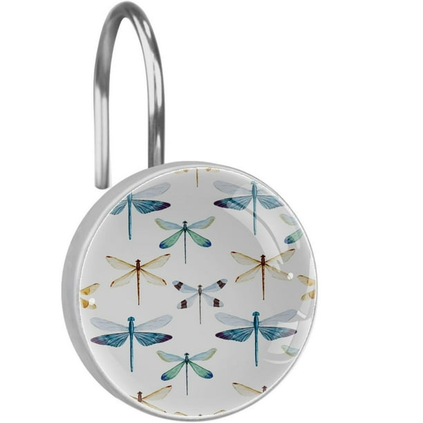 Dragonflies Shower Curtain Hooks（Set of 12）for Home Hotel Shower Rods