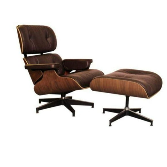 Fauteuil East Lounge II et pouf - Couleur chocolat/noyer