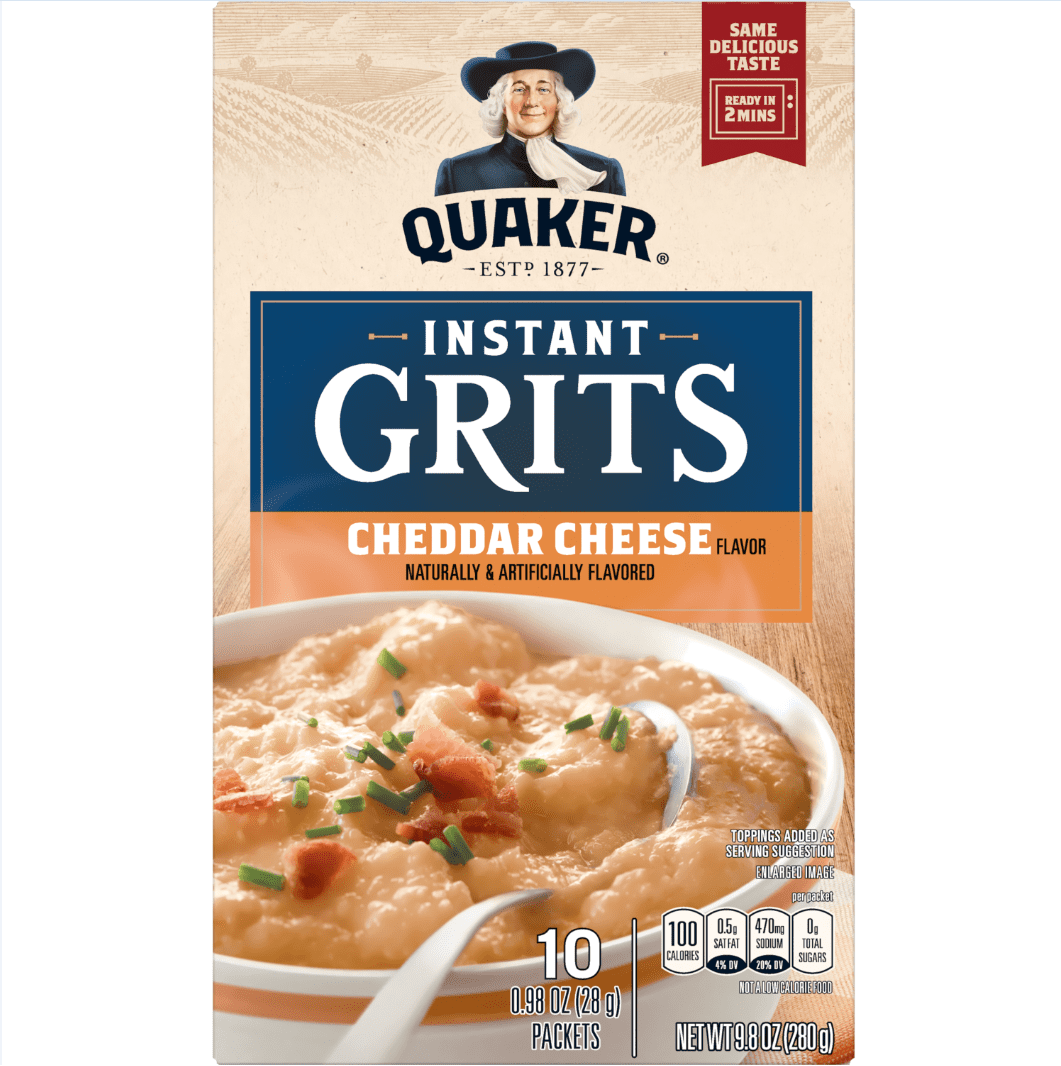Quaker Instant Grits, Cheddar Cheese, 9.8 Oz