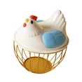thumbnail image 1 of Cesta de huevo de pollo huevo contenedor titular de alambre de hierro portátil huevo de pollo titular encimera de recogida de huevos cesta para , Raya dorada azul, 1 of 8