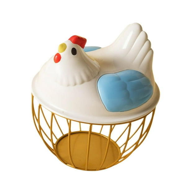 Cesta de huevo de pollo Soporte de huevo fresco Contenedor de almacenamiento de huevo redondo rústico Encimera Cesta de recolección de huevos para Raya dorada azul