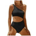 thumbnail image 2 of Women's One Shoulder One Piece Swimsuit - Full Coverage Keyhole Swimwear with Nylon Spandex, 2 of 6
