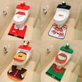 thumbnail image 3 of Papá Noel Cubierta de asiento de inodoro Alfombra Juego de cubierta de tanque Elf Muñeco de nieve Elk Decoraciones navideñas Hogar Baño Noticed JR0857-02, 3 of 7