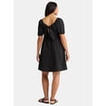thumbnail image 4 of Time and Tru Women's and Women's Plus Tie Back Mini Dress with Puff Sleeves, Sizes XS-4X, 4 of 4