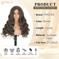 thumbnail image 3 of PHOCAS 22Inch Wavy Wig for Women Non Lace Front Synthetic Glueless Daily Wig Pre Plucked Natural Hairline Heat Resistant Silky Smooth Dark Brown No Bangs, 3 of 9