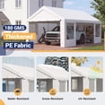 thumbnail image 6 of Mellcom 12' x 24' Carport, Heavy Duty Portable Garage with Side Doors and Removable Sidewalls, All-Season Car Port for Car,SUV,Truck,White, 6 of 7