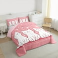 thumbnail image 3 of Manfei Cute White Cat Bedding Comforter Set for Teen, Dreamy Stars Print Twin Comforter Sets, Kawaii Cartoon Kitten Reversible Bedding Set, Super Cozy Room Decor, 2-Piece, 3 of 8