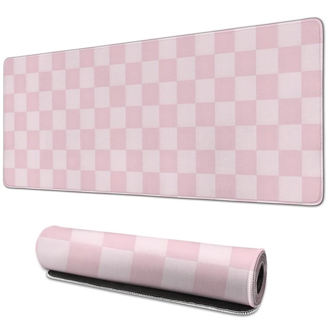 Boho Chic Pastel Checkered Mouse Pad - Anti-Slip Rubber for Secure Computer & Laptop Use, Large 31.5x11.8in, Add a Touch of Aesthetic to Your Home Office