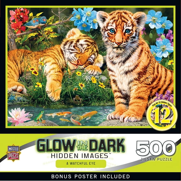 MasterPieces 500 Piece Glow in the Dark Jigsaw Puzzle - A Watchful Eye - 15"x21"
