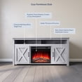 thumbnail image 4 of BELLEZE Barn Door Wood Electric Fireplace TV Stand for TVs up to 65 Inches Open Shelves and Cabinets Media Entertainment Center Console Table - Corin (Light Gray), 4 of 6