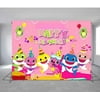 Girl PINK Shark backdrop 7x5ft, shower theme birthday, party celebration big banner, decoration pink, HAPPY BIRTHDAY