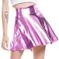 thumbnail image 2 of JIKNTTR Midi Skirts For Women Fashion Casual Women's Shiny Metallic High Waist Pleated Skirt Shiny Flared Pleated A-Line Mini Skirt Basic Fashion Skirts, 2 of 7