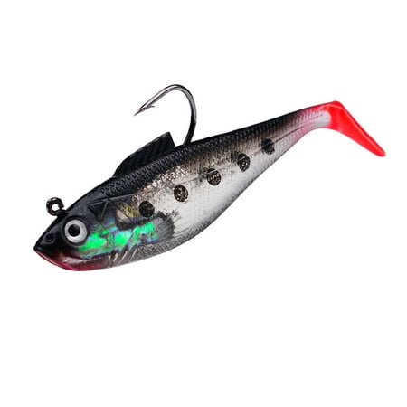 MIGAINO Fishing Lure Soft Baits Simulation Silicone Swimbait 8cm/9.5g Bionic Bait Reusable Freshwater & Saltwater Artificial T-Tail Bait Fishing Tackle for Sea Fishing Boat Fishing