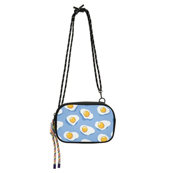 FORMRS Mini Crossbody Bag for Women Adjustable Shoulder Rope Travel Casual Phone Purse, Playful Fried Eggs