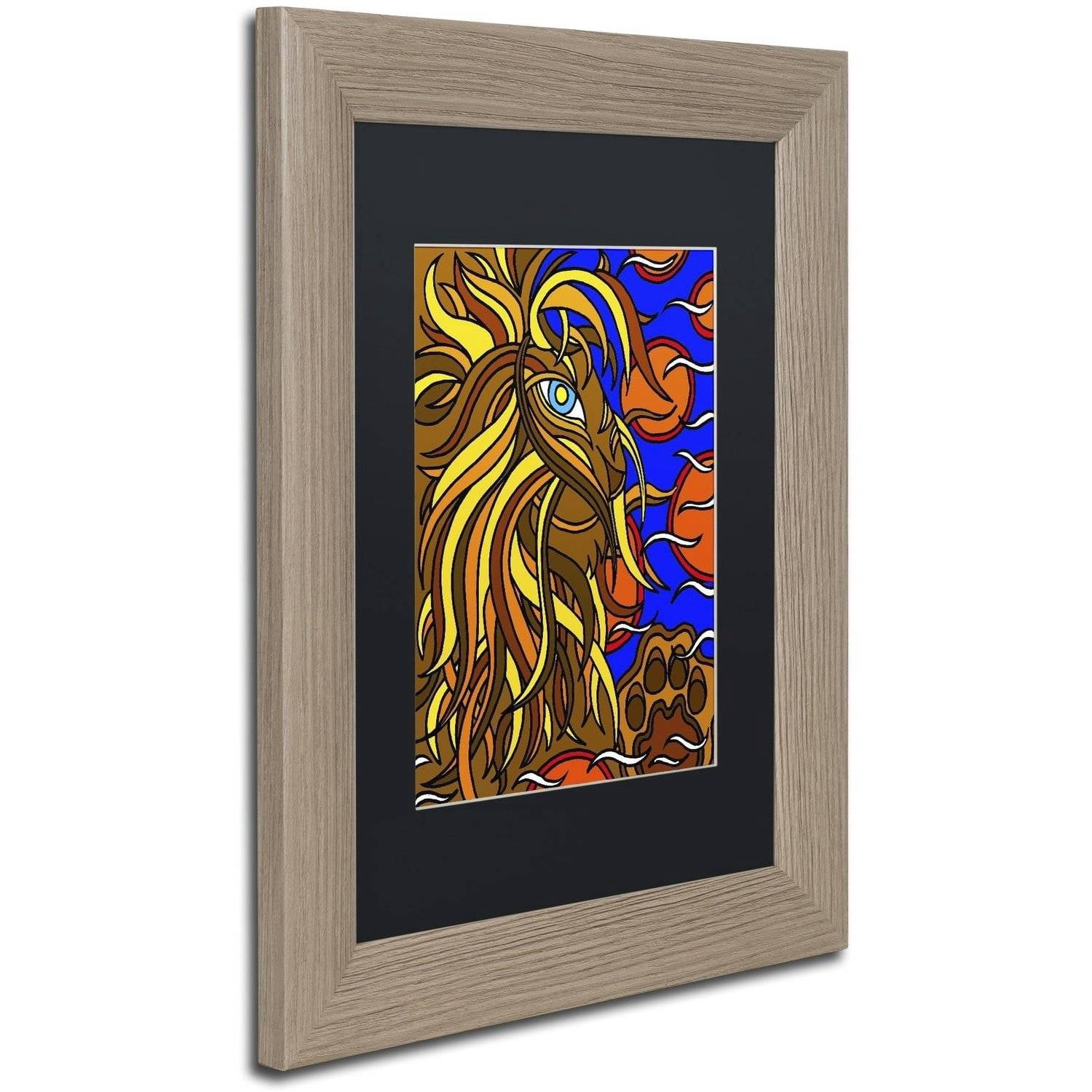 Trademark Fine Art "Lester the Lion Alive" Canvas Art by Kathy G. Ahrens, Black Matte, Birch Frame