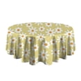thumbnail image 5 of Beige Daisy Flower White Blooms Pattern Round Tablecloth 60"x60",Wrinkle Wipeable Table Cloth for Kitchen Dining Room Picnic Patio Party, 5 of 6