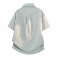 thumbnail image 5 of IWRICH Men's Plain Textured Summer Shirt Jacket Casual Button down Short Sleeve Beach Shirts Green L, 5 of 5