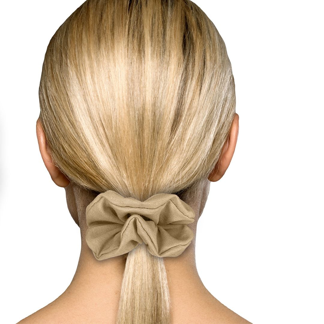 Scrunchies Cotton Knit Standard Size 3-Pack Ponytail Holder Made in USA Scrunchie King Beige