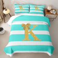 thumbnail image 2 of Erosebridal Bow K Letter Quilt Full for Boys Girls, Fashion Stripes Line Full Bedspread Sets, 3 Pieces, 2 of 7
