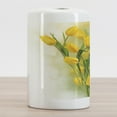 thumbnail image 2 of Yellow Flower Ceramic Toothbrush Holder, Romantic Tulip Bouquet Famous Plant of Netherlands Botanical Theme, Decorative Versatile Countertop for Bathroom, 4.5" X 2.7", Mustard Fern Green, 2 of 4