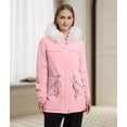 thumbnail image 4 of Winter Coats for Women Warm Fleece Long Back Jacket Thicken Parka with Hood Pink S, 4 of 7