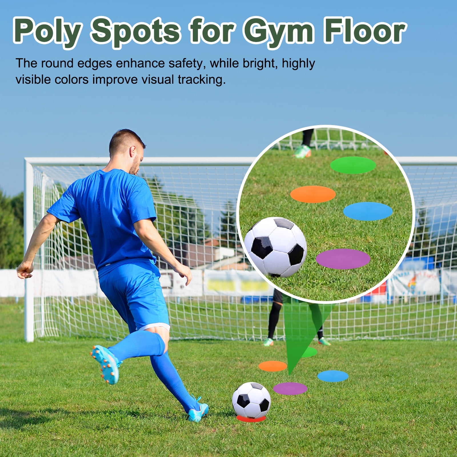 Uxcell Spot Markers for Agility Dot, Non-Slip Poly Spots Floor Dots 9 In & 6 Pcs & 6 Colors -Fitting for (Gym/Sports/Training)