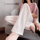 thumbnail image 3 of Pantalones de campana de punto adelgazantes de cintura alta para mujer, pantalones casuales de pierna estrecha, primavera otoño/invierno 2024, patrón de espigas de trigo blanco, 3 of 4