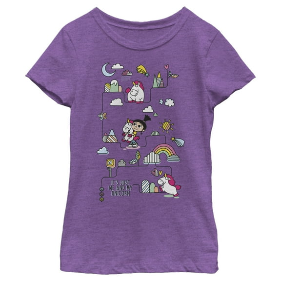 Girl's Despicable Me Minions Unicorn Collage Graphic Tee Purple Berry Medium