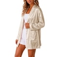 thumbnail image 6 of Xdegoge Women's Satin Blazer Jackets Open Front Silky Cardigan with Pockets Lightweight Work Office Formal Fall Outwear Coats, 6 of 9