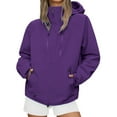 thumbnail image 1 of WEIYLL Fall Tops for Women Plus Size Coat Windproof Jacket With Hood Thickened Workwear Hiking Dark Purple Ladies Fall Blouses ,XL, 1 of 4