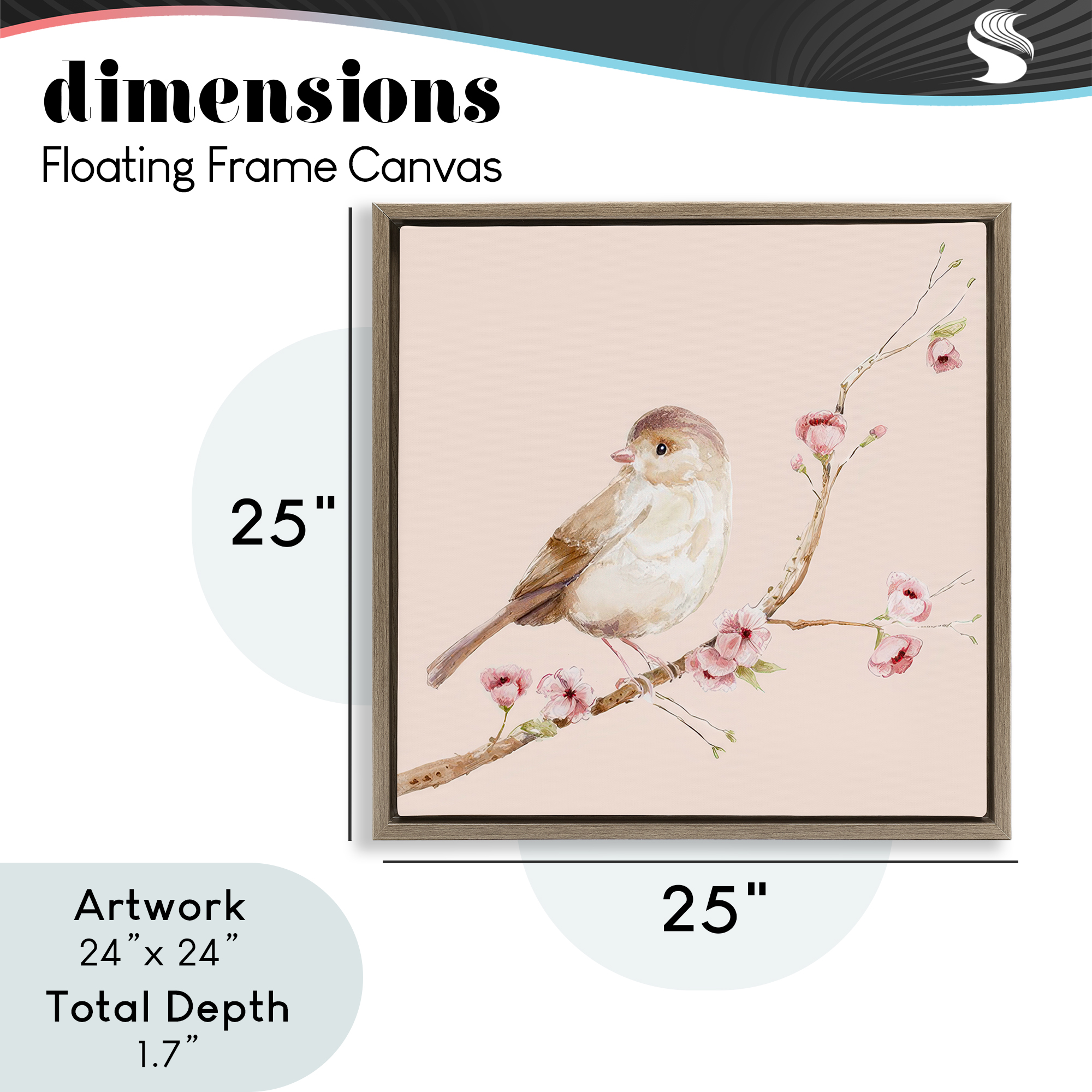 Sweet Brown Bird Perched Brown Framed Floater Canvas Wall Art, design by Lisa Wehmeyer
