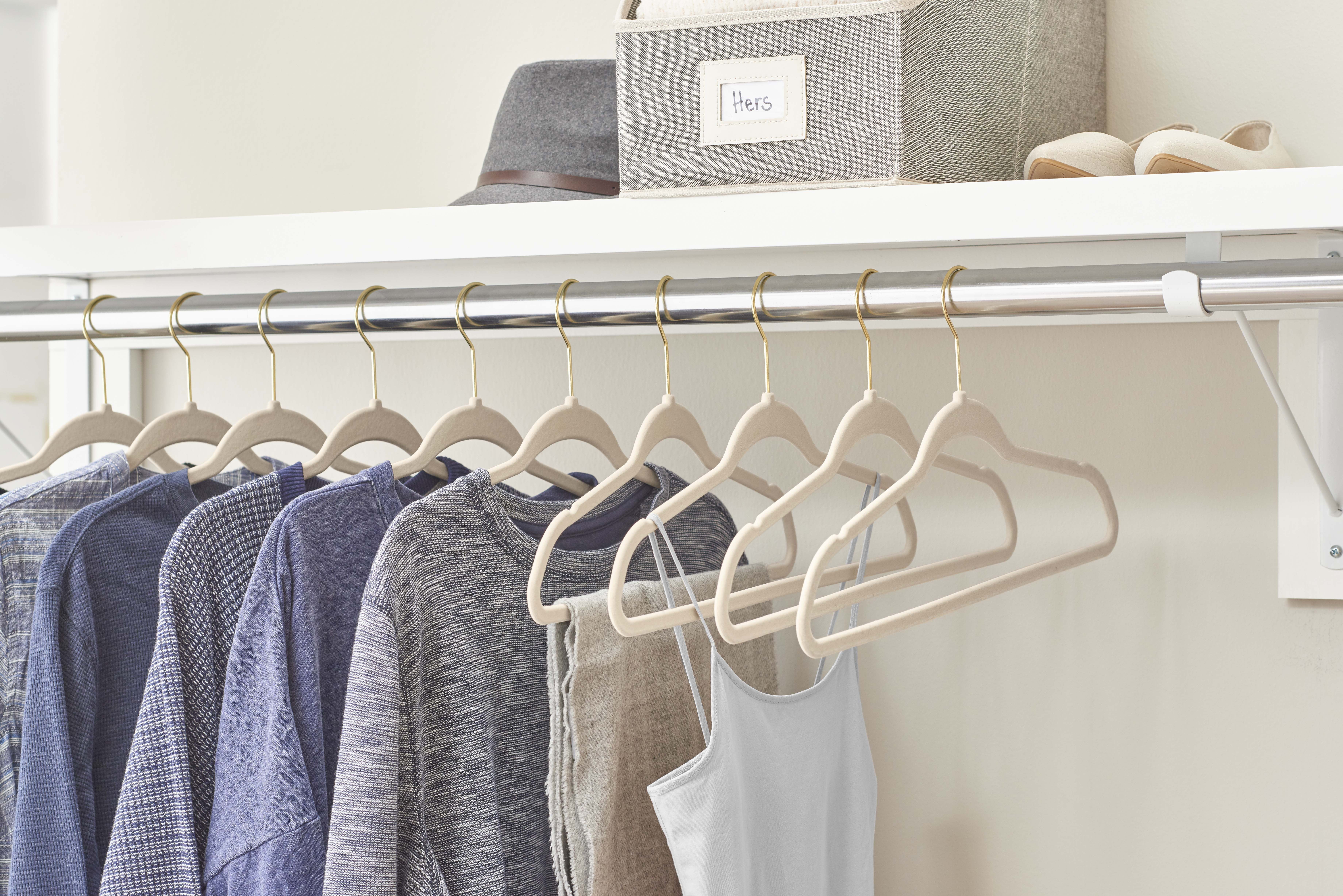 Better Homes & Gardens Non-Slip Velvet Clothing Hangers, 50 Pack, Beige, Space Saving