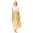 thumbnail image 5 of Sakkas Maran Women's Boho Embroidery Skirt with Lace Elastic Waist and Pockets - Mustard - Plus Size, 5 of 5
