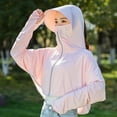 thumbnail image 2 of Odeerbi Ice Silk Sun Shirts for Women Sun Protective Hooded Coat Sunscreen Jacket with Hat Summer Breathable Cycling Beach Cover Ups Pink, 2 of 5