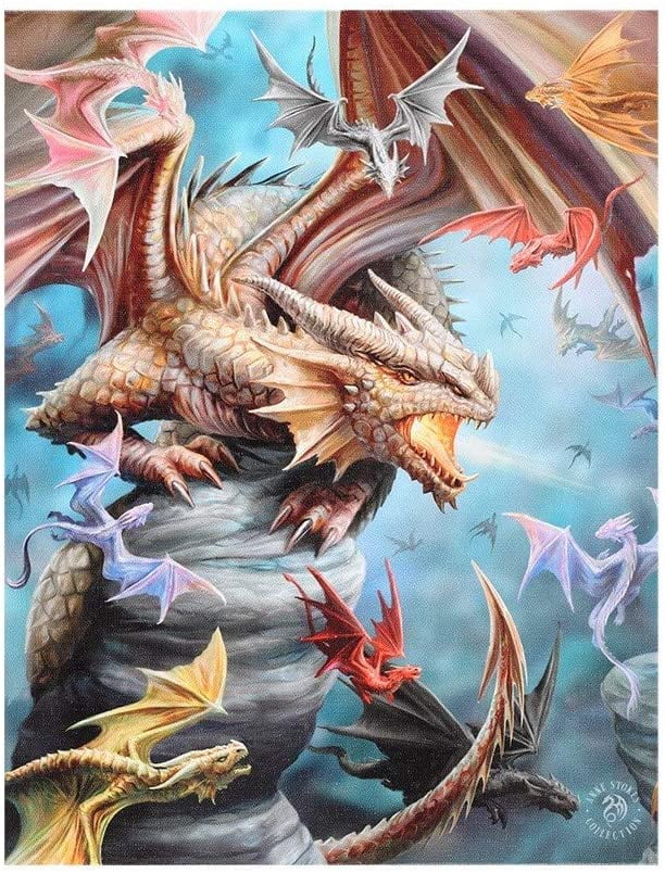 Anne Stokes Age of Dragons Wall Plaque Fantasy Wall Art Canvas Dragon Picture 
