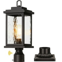 VIANIS Large Dusk to Dawn Outdoor Post Lights, Oil Rubbed Bronze Hardwired Waterproof Outside Lamp Post with Pier Mount Base, 3-inch Aluminum Post Light with Tempered Glass for Garage, Garden