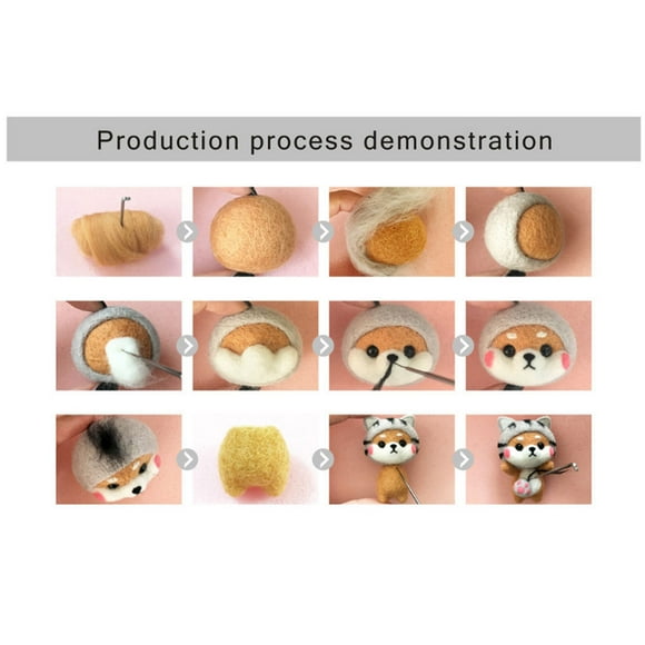 DIY Handcraft Needle Felting Starter Kit Animal Doll Shape Craft with Complete Material Bag, Easy to Assemble and Operate, Suitable for Children and Adults