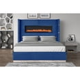 thumbnail image 2 of Modern King Bed With Soft Velvet & Ambient Lighting System Blue Upholstered - Bedroom Splendor Electric Fireplace And Speakers, 2 of 3