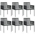 thumbnail image 2 of vidaXL 7 Piece Garden Dining Set with Cushions Black Poly Rattan and Steel, 2 of 5