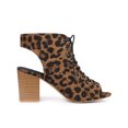 thumbnail image 3 of BLISSFUL STEP Women's Peep Toe Slingback Block Heel Ankle Boots Leopard 6.5, 3 of 6