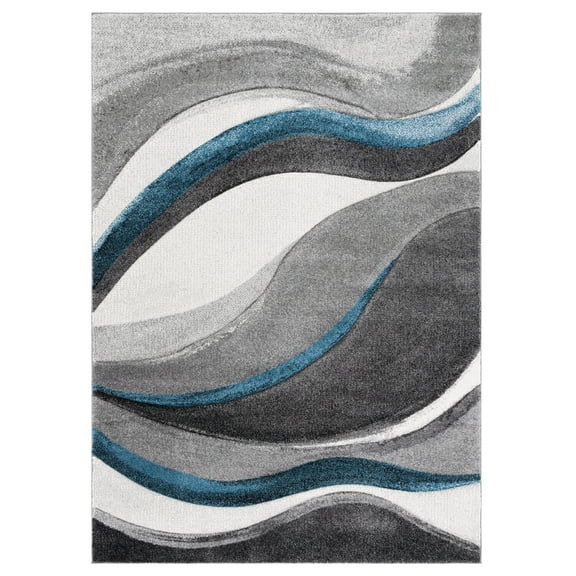 SAFAVIEH Hollywood Dalton Abstract Area Rug, Grey/Turquoise, 5'3" x 7'6"