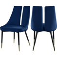 thumbnail image 1 of Meridian Furniture Sleek Navy Velvet Dining Chair (Set of 2), 1 of 5