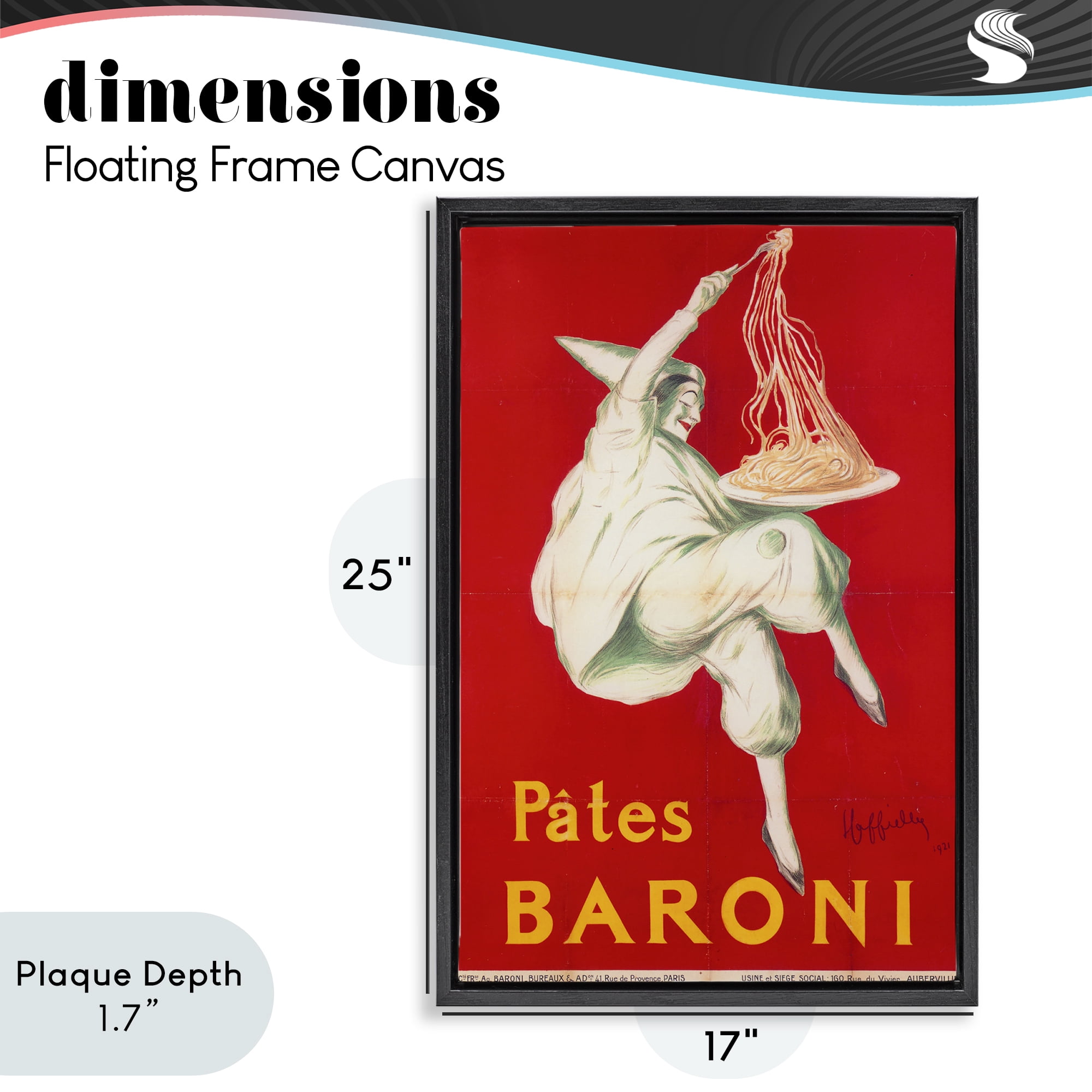 Stupell Industries Pates Baroni Advertisement Black Framed Floater Canvas Wall Art, design by Vintage Hustle