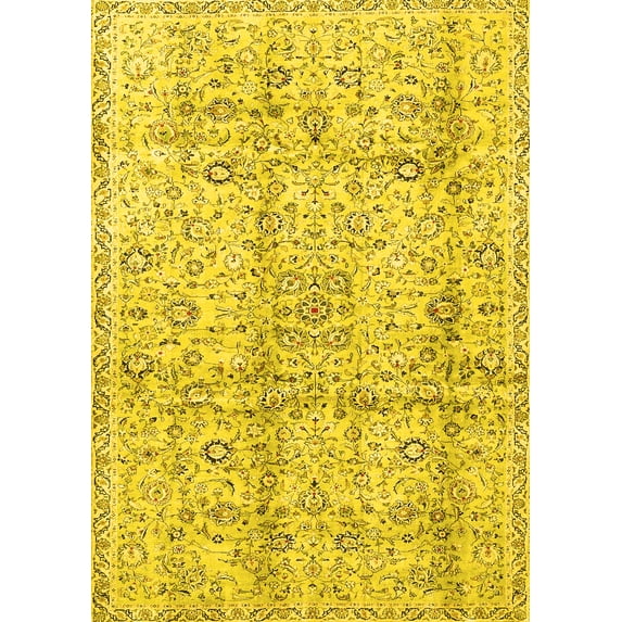 Ahgly Company Indoor Rectangle Persian Yellow Traditional Area Rugs, 8' x 12'