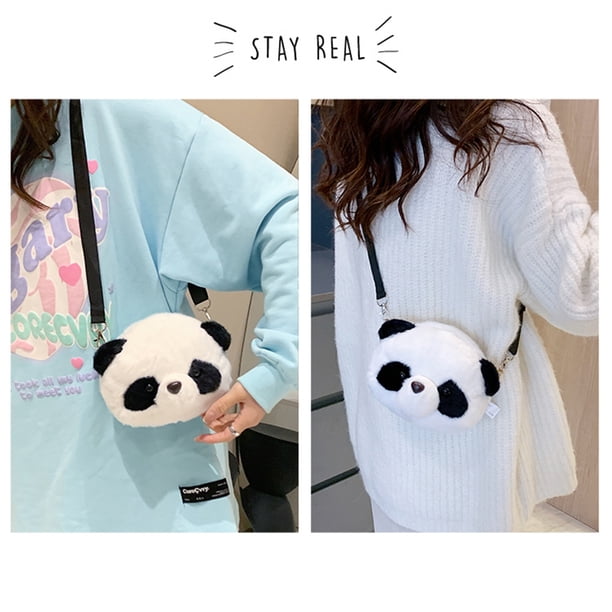 Bolso bandolera de panda de felpa 3D Para mujer JShteea Bolso bandolera pequeño con cremallera