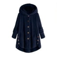 thumbnail image 1 of Womens Winter Jacket Plus Size Button Plush Tops Hooded Loose Cardigan Wool Coat Jacket Pink XXXXXL, 1 of 7