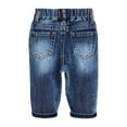 thumbnail image 2 of KIDSCOOL SPACE Infant Jeans,Baby Toddler Elastic Waist with D-ring 4 Ripped Holes Denim Pants,Mid Blue,12-18 Months, 2 of 6