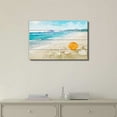 thumbnail image 2 of wall26 - Canvas Wll Art - Tropical Beach with Star Fish and Seashells on Wooden Feeling Background - Giclee Print and Stretched Gallery Wrap | Modern Home Art Ready to Hang - 32"x48", 2 of 4