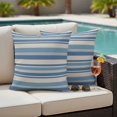 thumbnail image 4 of Blue Striped Outdoor Waterproof Pillow Covers, Farmhouse Vintage Stripe Decorative Square Throw Pillowcase Sofa Cushion Sham for Patio/Couch/Chair, 18"x18" 2 Pack, 4 of 8