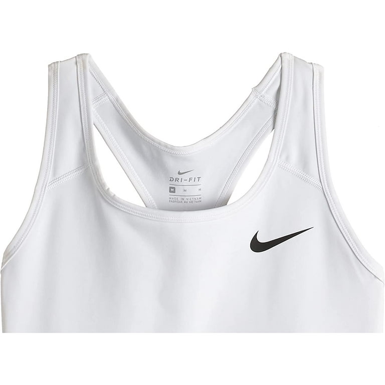 Nike Women's Medium Support Non Padded Sports Bra with Band,  White/Black/(Black), X-Small 